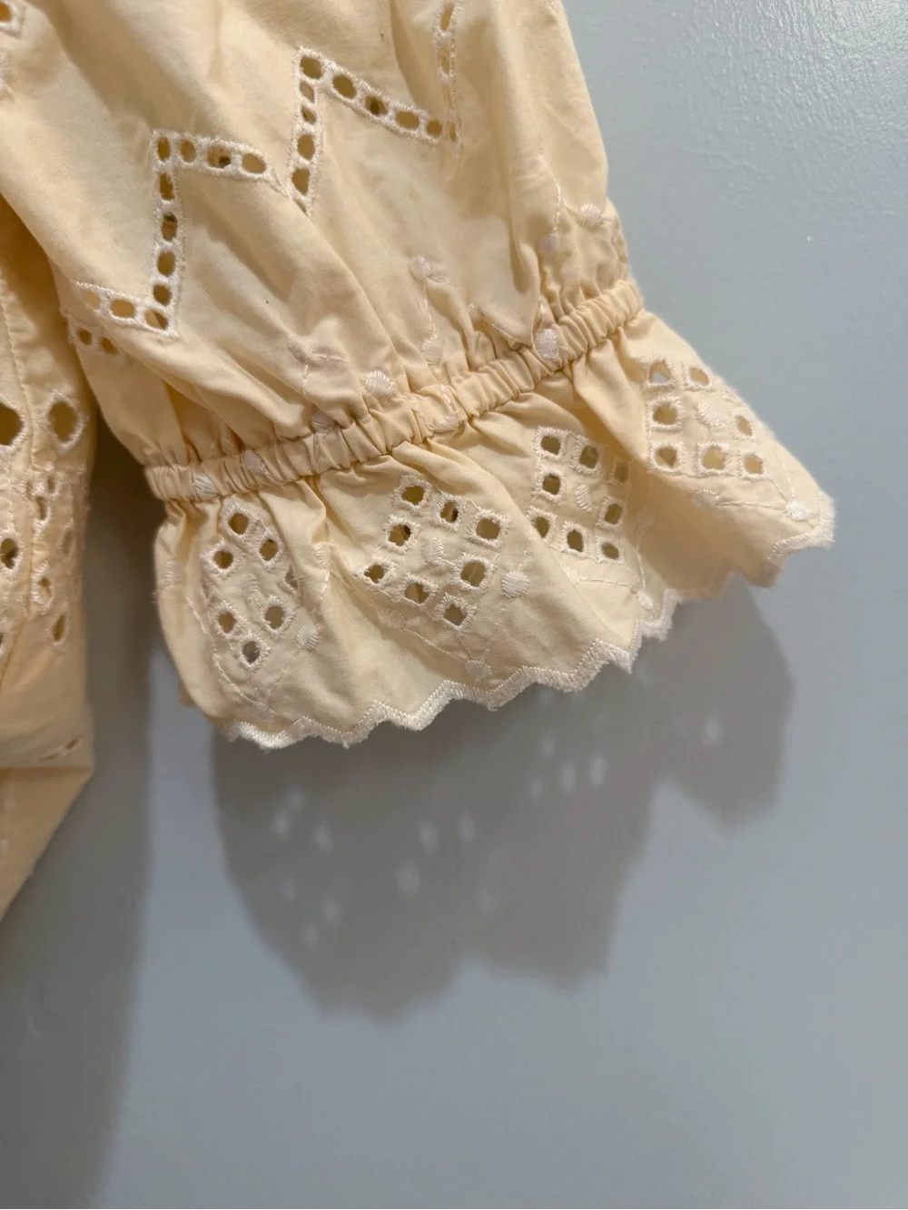 Zara Cream Eyelet Lace Ruffle Blouse Small - Romantic Cottagecore Button Up Top